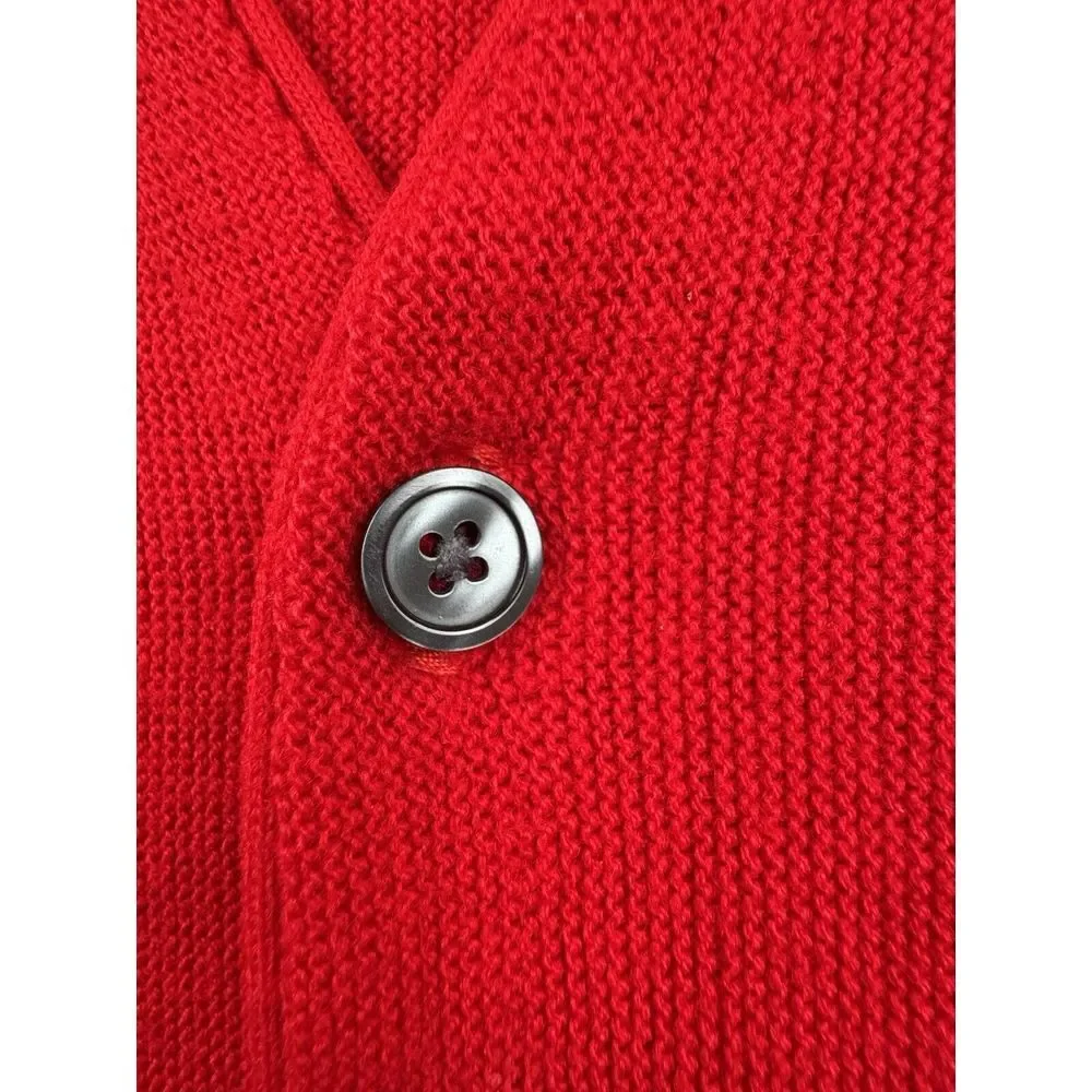 Vintage 90s Izod Cardigan Sweater XL‎ Button Red Made in USA Eclectic Grandpa